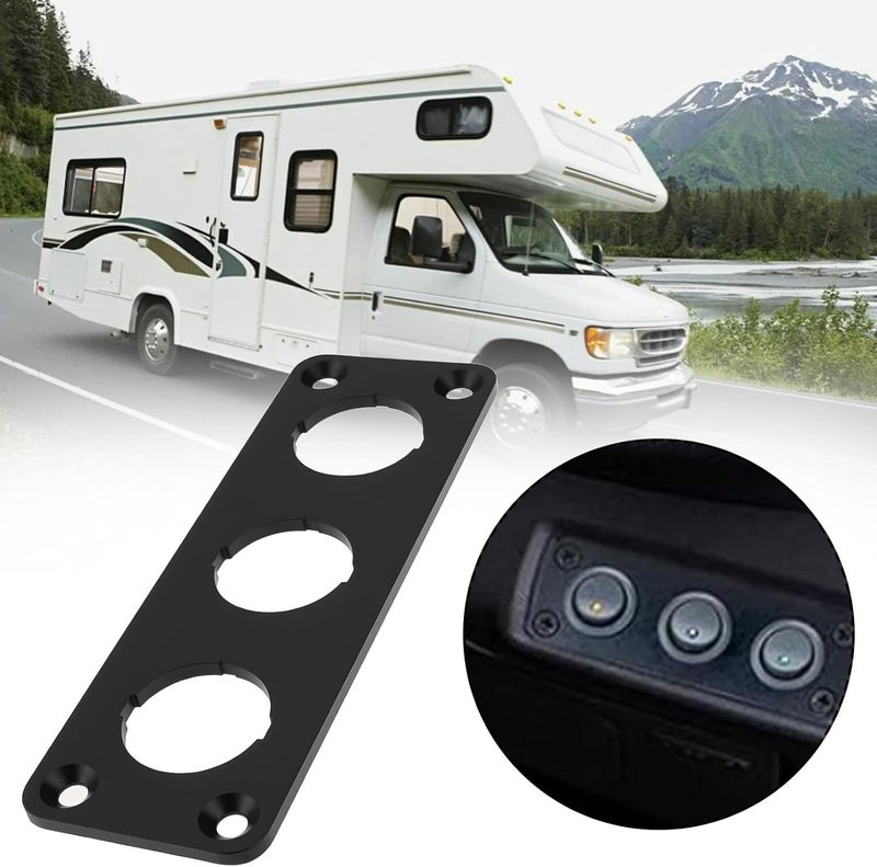Briny River 2X Car Three-Hole Round Switch Panel Aluminum Alloy 103x35x2.5mm for Car Truck Boat RV with Screws - Image 3